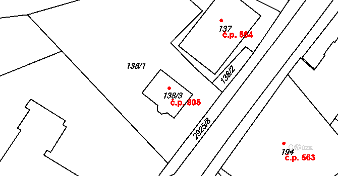 Rumburk 1 805, Rumburk na parcele st. 138/3 v KÚ Rumburk, Katastrální mapa