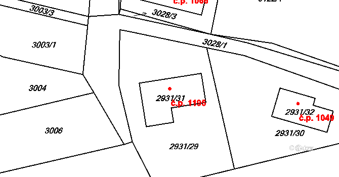 Stará Bělá 1195, Ostrava na parcele st. 2931/31 v KÚ Stará Bělá, Katastrální mapa