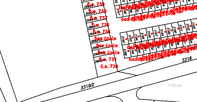 Lutyně 731, Orlová na parcele st. 2880/15 v KÚ Horní Lutyně, Katastrální mapa