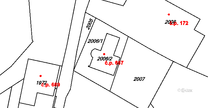 Mimoň I 657, Mimoň na parcele st. 2006/2 v KÚ Mimoň, Katastrální mapa