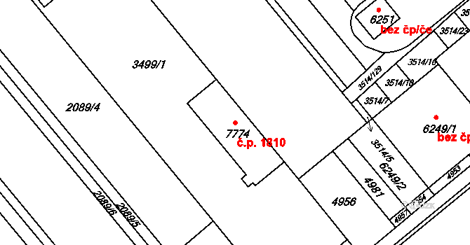 Kroměříž 1810 na parcele st. 7774 v KÚ Kroměříž, Katastrální mapa