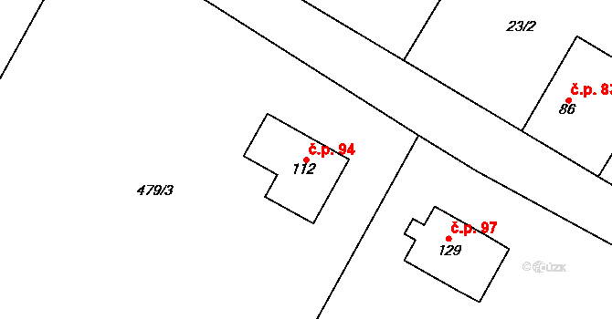 Sobáčov 94, Mladeč na parcele st. 112 v KÚ Sobáčov, Katastrální mapa