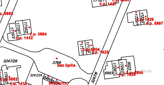 Zlín 5894 na parcele st. 1717/1 v KÚ Zlín, Katastrální mapa