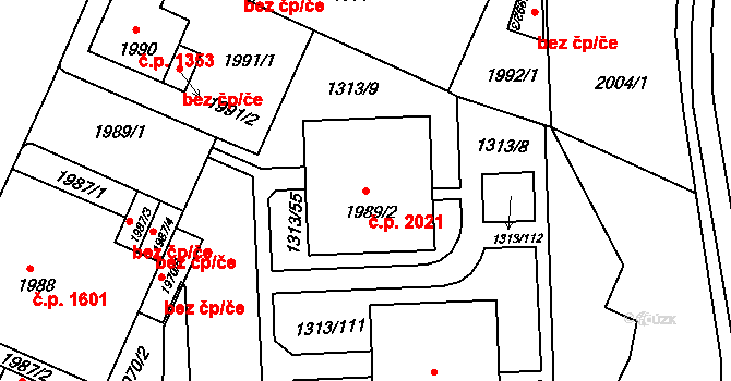 Předměstí 2021, Litoměřice na parcele st. 1989/2 v KÚ Litoměřice, Katastrální mapa