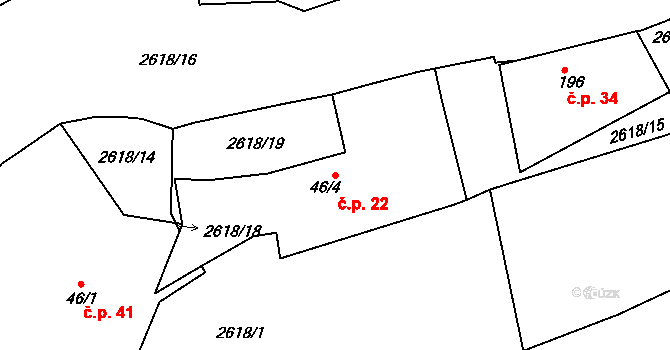 Chářovice 22 na parcele st. 46/4 v KÚ Chářovice, Katastrální mapa
