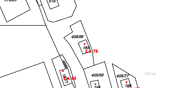 Zlončice 79 na parcele st. 168 v KÚ Zlončice, Katastrální mapa