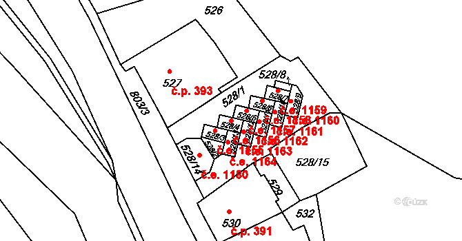 Děčín IV-Podmokly 1156, Děčín na parcele st. 528/4 v KÚ Podmokly, Katastrální mapa
