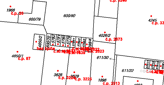 Zlín 2022 na parcele st. 5788/3 v KÚ Zlín, Katastrální mapa