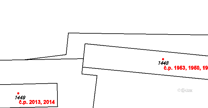 Žďár nad Sázavou 3 1950,1951,1952,1953, Žďár nad Sázavou na parcele st. 1448 v KÚ Město Žďár, Katastrální mapa