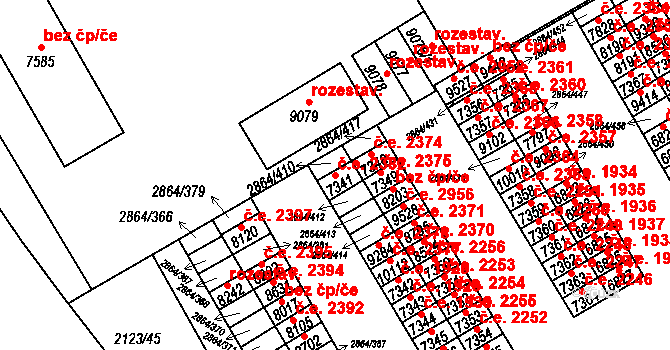 Hodonín 2382 na parcele st. 7341 v KÚ Hodonín, Katastrální mapa