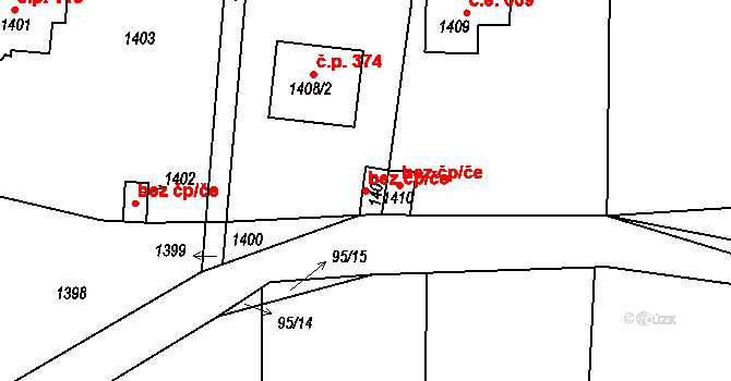 Hlásná Třebaň 40563731 na parcele st. 1407 v KÚ Hlásná Třebaň, Katastrální mapa