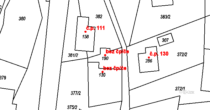 Vlčková 41286731 na parcele st. 190 v KÚ Vlčková, Katastrální mapa
