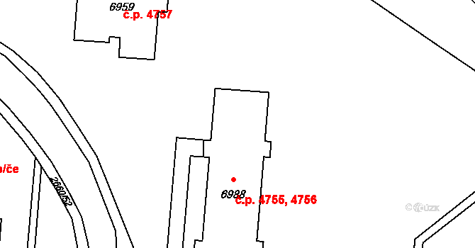 Zlín 4755,4756 na parcele st. 6988 v KÚ Zlín, Katastrální mapa
