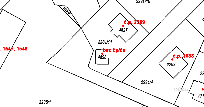 Rožnov pod Radhoštěm 42930731 na parcele st. 4828 v KÚ Rožnov pod Radhoštěm, Katastrální mapa