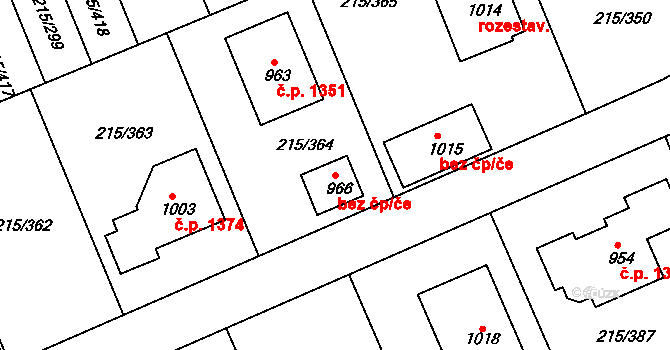 Rudná 43068731 na parcele st. 966 v KÚ Hořelice, Katastrální mapa