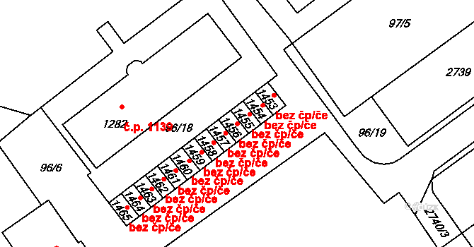 Ostrava 43844731 na parcele st. 1456 v KÚ Mariánské Hory, Katastrální mapa