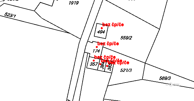 Třinec 44715731 na parcele st. 174 v KÚ Guty, Katastrální mapa