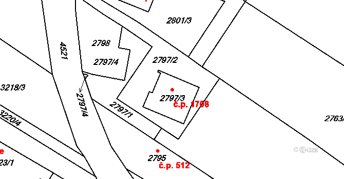 Hlučín 1708 na parcele st. 2797/3 v KÚ Hlučín, Katastrální mapa