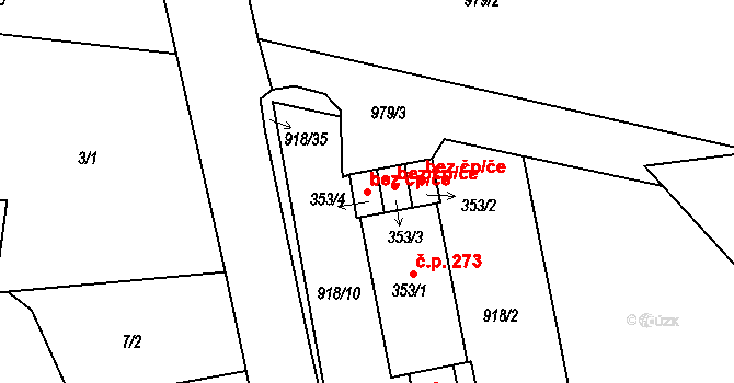 Sepekov 46231731 na parcele st. 353/4 v KÚ Sepekov, Katastrální mapa