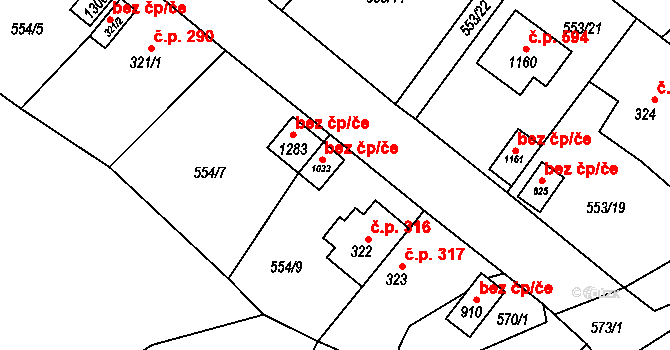 Šťáhlavy 46254731 na parcele st. 1033 v KÚ Šťáhlavy, Katastrální mapa
