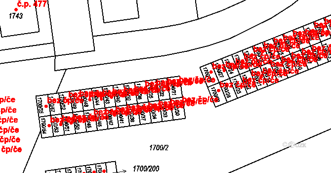 Jaroměř 46500731 na parcele st. 1700/32 v KÚ Jaroměř, Katastrální mapa