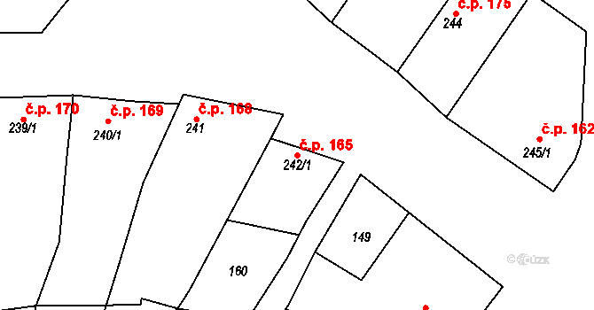 Nedakonice 165 na parcele st. 242/1 v KÚ Nedakonice, Katastrální mapa