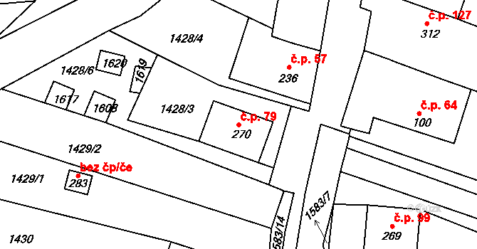 Lhotka 79, Hradčovice na parcele st. 270 v KÚ Lhotka u Hradčovic, Katastrální mapa
