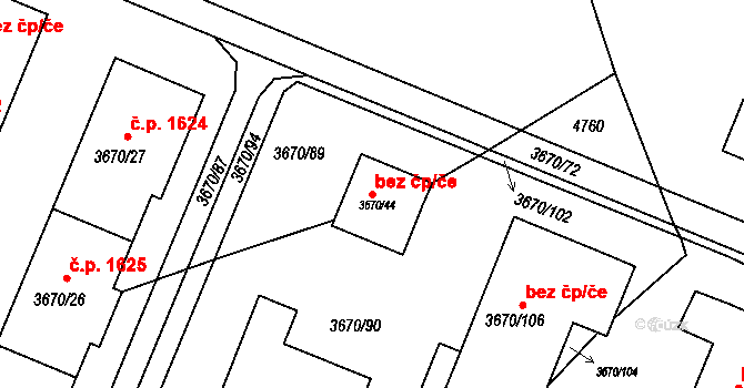 Jirkov 49749731 na parcele st. 3670/44 v KÚ Jirkov, Katastrální mapa