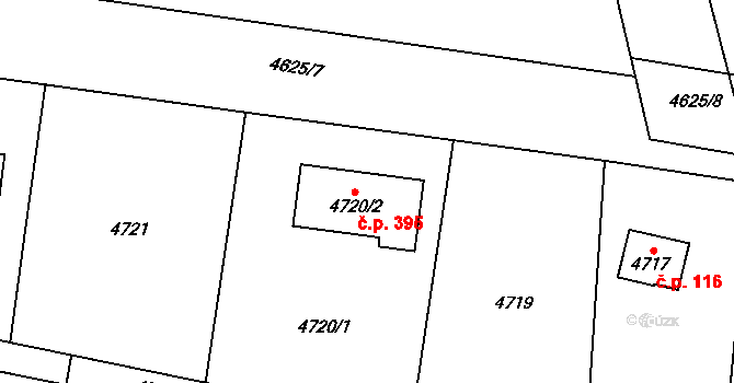 Pustkovec 395, Ostrava na parcele st. 4720/2 v KÚ Pustkovec, Katastrální mapa