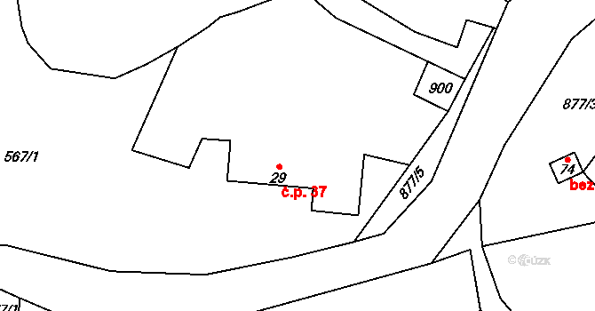 Šiškovice 37, Licibořice na parcele st. 29 v KÚ Licibořice, Katastrální mapa