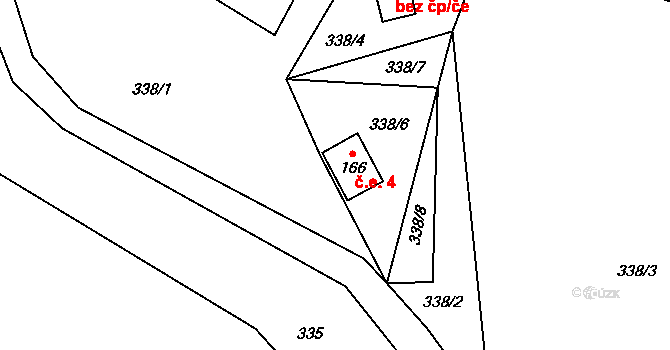 Herbortice 4, Cotkytle na parcele st. 166 v KÚ Herbortice, Katastrální mapa