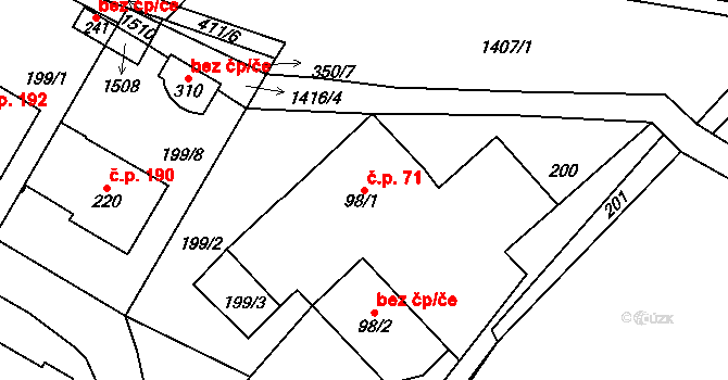 Horní Libchavy 71, Libchavy na parcele st. 98/1 v KÚ Horní Libchavy, Katastrální mapa