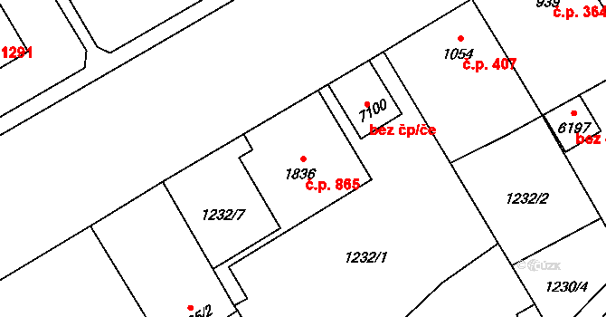 Beroun-Město 865, Beroun na parcele st. 1836 v KÚ Beroun, Katastrální mapa