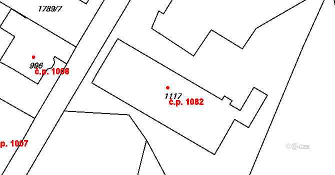 Krásná Lípa 1082 na parcele st. 1117 v KÚ Krásná Lípa, Katastrální mapa