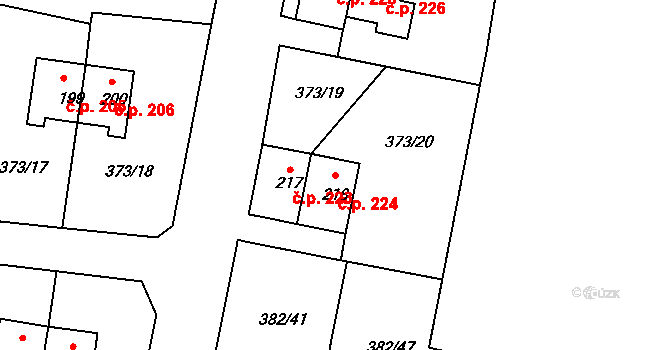 Mlékojedy 224, Neratovice na parcele st. 218 v KÚ Mlékojedy u Neratovic, Katastrální mapa