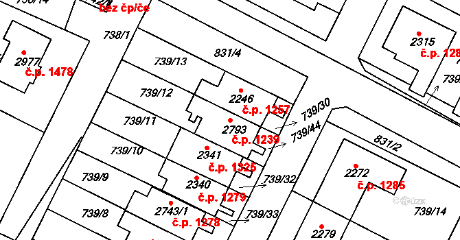 Neratovice 1239 na parcele st. 2793 v KÚ Neratovice, Katastrální mapa