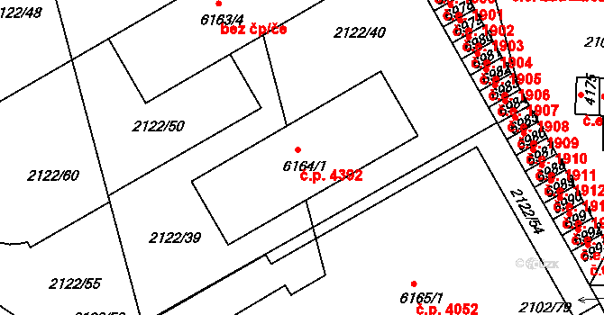 Hodonín 4392 na parcele st. 6164/1 v KÚ Hodonín, Katastrální mapa