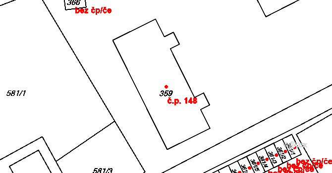 Dolní Jirčany 148, Psáry na parcele st. 359 v KÚ Dolní Jirčany, Katastrální mapa