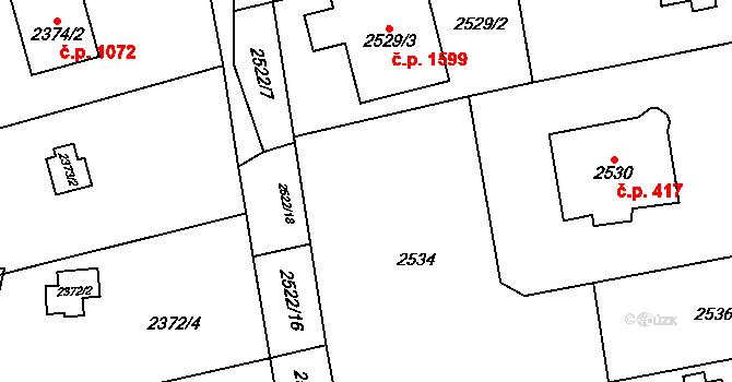 Černošice 1219 na parcele st. 2533 v KÚ Černošice, Katastrální mapa