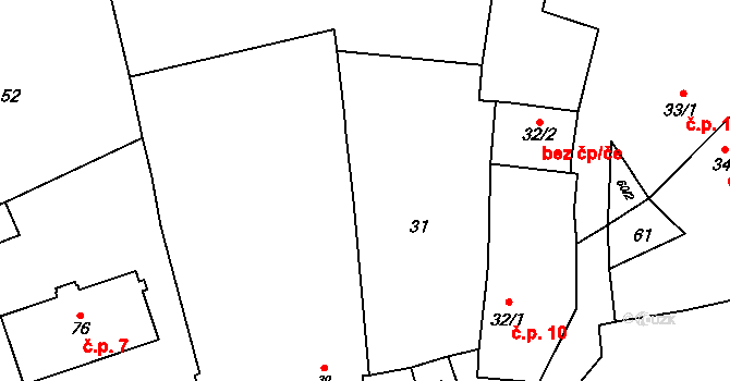Tasnovice 9, Horšovský Týn na parcele st. 31 v KÚ Tasnovice, Katastrální mapa