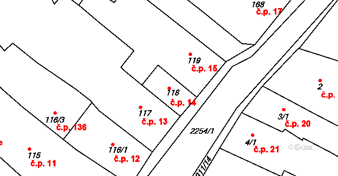 Sušice I 14, Sušice na parcele st. 118 v KÚ Sušice nad Otavou, Katastrální mapa