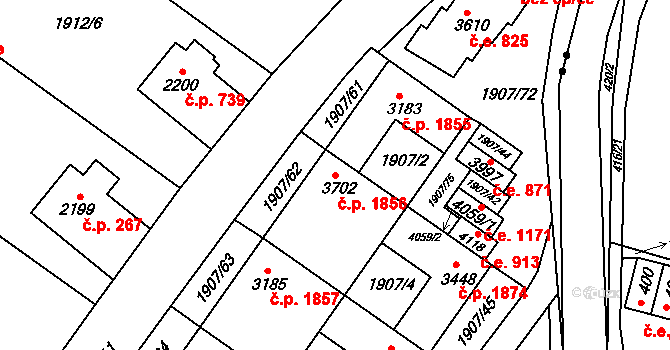 Náchod 1856 na parcele st. 3702 v KÚ Náchod, Katastrální mapa