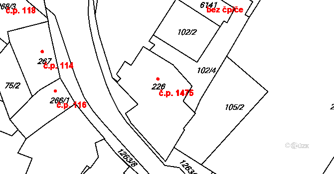 Mladá Boleslav II 1475, Mladá Boleslav na parcele st. 226 v KÚ Mladá Boleslav, Katastrální mapa