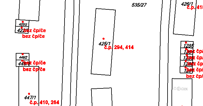 Adamov 294,414 na parcele st. 425/1 v KÚ Adamov, Katastrální mapa
