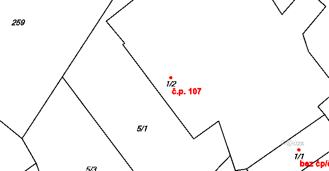 Třemešek 107, Oskava na parcele st. 1/2 v KÚ Třemešek, Katastrální mapa