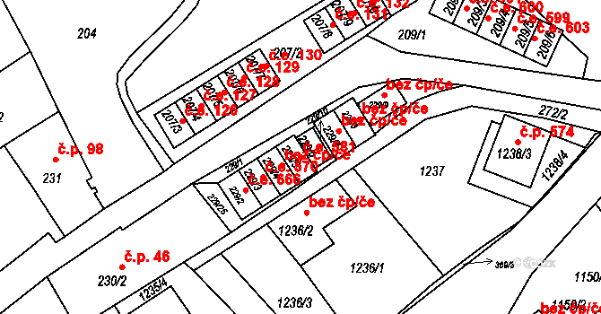 Rumburk 1 581, Rumburk na parcele st. 229/5 v KÚ Rumburk, Katastrální mapa