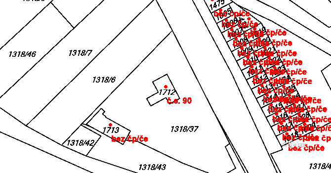 Holýšov 90 na parcele st. 1712 v KÚ Holýšov, Katastrální mapa