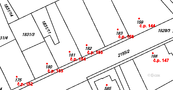 Katovice 155 na parcele st. 182 v KÚ Katovice, Katastrální mapa