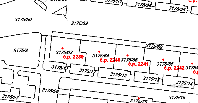 Louny 2240 na parcele st. 3175/64 v KÚ Louny, Katastrální mapa