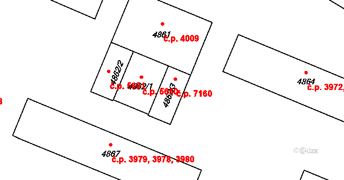 Zlín 7160 na parcele st. 4862/3 v KÚ Zlín, Katastrální mapa